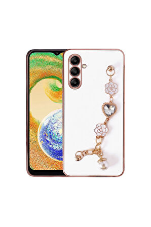 Samsung Galaxy A13 5G Uyumlu Kılıf El Tutamaçlı Kamera Korumalı Zore Taka Silikon Kapak Beyaz
