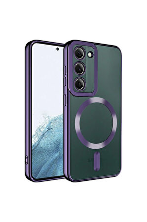 Samsung Galaxy S23 Plus Uyumlu Kılıf Magsafe Wireless Şarj Özellikli Zore Setro Silikon Derin Mor