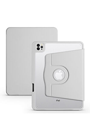 Apple iPad Pro 11 2021 (3.Nesil) Uyumlu Kılıf Zore Termik Kalem Bölmeli Dönebilen Standlı Kılıf Gri