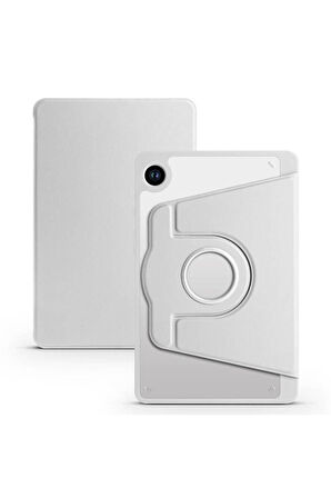 Samsung Galaxy Tab A9 Uyumlu Kılıf Zore Termik Kalem Bölmeli Dönebilen Standlı Kılıf Gri