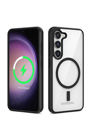 Samsung Galaxy S22 Uyumlu Kılıf Magsafe Wireless Şarj Özellikli Silikon Zore Ege Kapak Siyah
