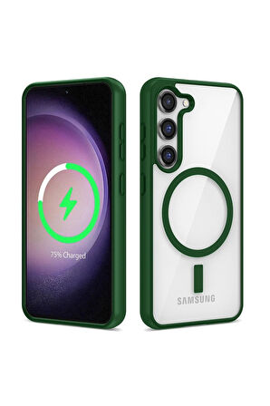 Samsung Galaxy S22 Plus Uyumlu Kılıf Magsafe Wireless Şarj Özellikli Silikon Zore Ege Kapak Yeşil