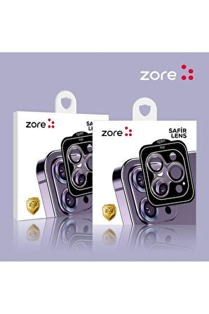 Apple iPhone 14 Uyumlu Zore CL-11 Safir Parmak İzi Bırakmayan Anti-Reflective Kamera Lens Koruyucu Siyah