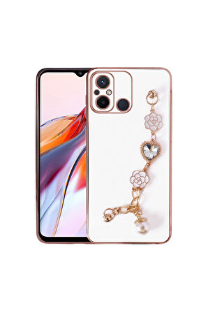 Xiaomi Redmi 12C Uyumlu Kılıf El Tutamaçlı Kamera Korumalı Zore Taka Silikon Kapak Beyaz