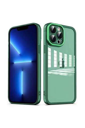 Apple iPhone 12 Pro Max Uyumlu Kılıf Kamera Korumalı Transparan Zore Post Kapak Koyu Yeşil