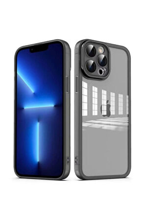 Apple iPhone 13 Pro Max Uyumlu Kılıf Kamera Korumalı Transparan Zore Post Kapak Siyah