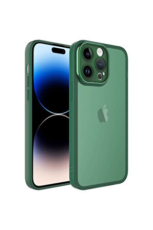 Apple iPhone 14 Pro Max Uyumlu Kılıf Kamera Korumalı Transparan Zore Post Kapak Koyu Yeşil