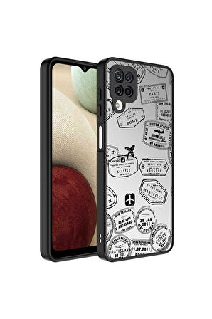 Samsung Galaxy A12 Uyumlu Kılıf Aynalı Desenli Kamera Korumalı Parlak Zore Mirror Kapak Seyahat