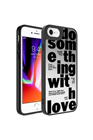 Apple iPhone SE 2020 Uyumlu Kılıf Aynalı Desenli Kamera Korumalı Parlak Zore Mirror Kapak Love
