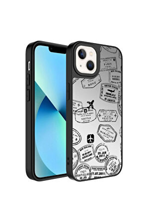 Apple iPhone 13 Uyumlu Kılıf Aynalı Desenli Kamera Korumalı Parlak Zore Mirror Kapak Seyahat