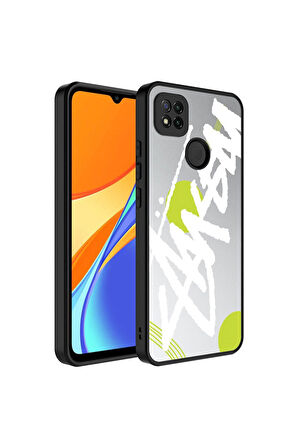 Xiaomi Redmi 9C Uyumlu Kılıf Aynalı Desenli Kamera Korumalı Parlak Zore Mirror Kapak Yazı