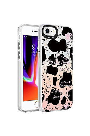 Apple iPhone 7 Uyumlu Kılıf Mermer Desenli Zore Marbello Kapak Siyah-Beyaz