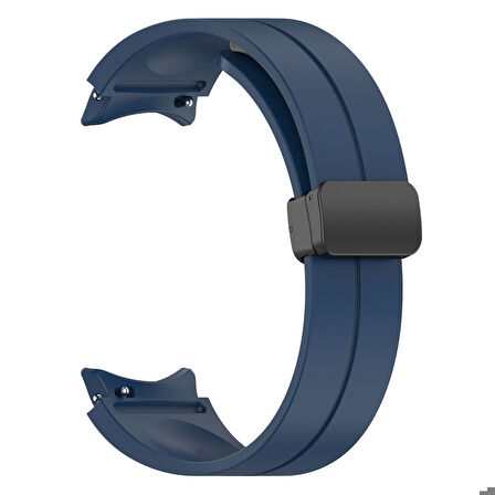 Samsung Galaxy Watch 5 44mm Uyumlu Kordon Silikon Metal Mıknatıslı Toka Zore KRD-84 Kayış Lacivert