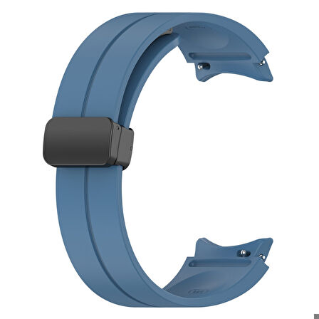 Samsung Galaxy Watch 5 44mm Uyumlu Kordon Silikon Metal Mıknatıslı Toka Zore KRD-84 Kayış Mavi