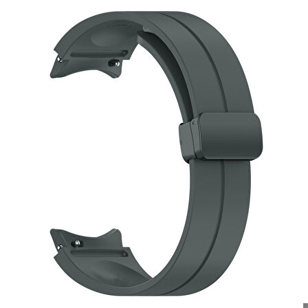 Samsung Galaxy Watch 4 Classic 42mm Uyumlu Kordon Silikon Metal Mıknatıslı Toka Zore KRD-84 Kayış Koyu Gri