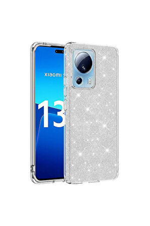 Xiaomi Mi 13 Lite Uyumlu Kılıf Zore Shining Silikon Gümüş