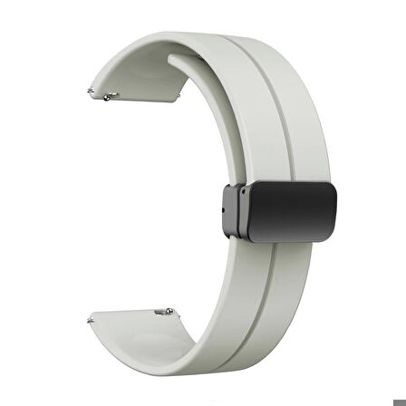 Samsung Galaxy Watch 42mm 20mm Uyumlu Kordon Silikon Metal Mıknatıslı Toka Zore KRD-84 Kayış Starlight
