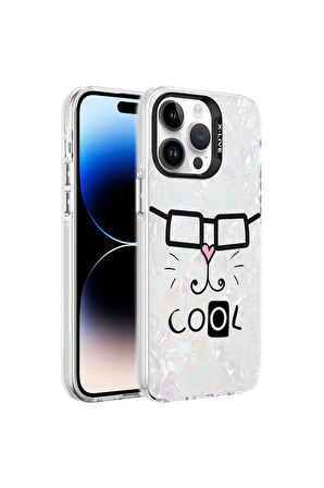 Apple iPhone 14 Pro Max Uyumlu Kılıf Mermer Desenli Zore Marbello Kapak Beyaz