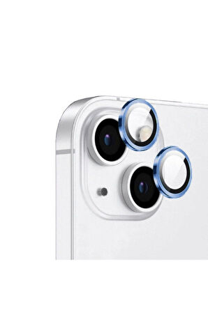 Apple iPhone 13 Uyumlu Zore CL-12 Premium Safir Parmak İzi Bırakmayan Anti-Reflective Kamera Lens Koruyucu Mavi