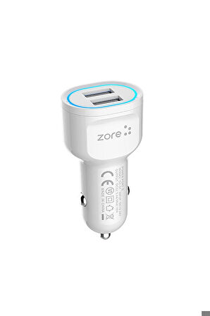 Zore CC-01 Hızlı Şarj Özellikli LED Işıklı Dual USB Araç Şarj Başlığı 18W