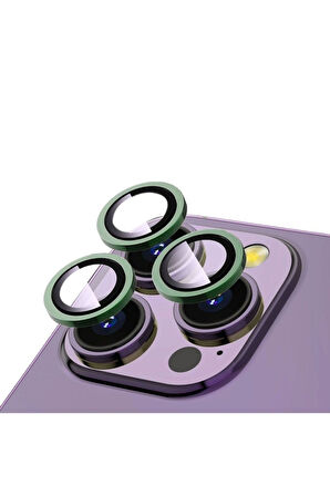 Apple iPhone 13 Pro Uyumlu Zore CL-12 Premium Safir Parmak İzi Bırakmayan Anti-Reflective Kamera Lens Koruyucu Yeşil