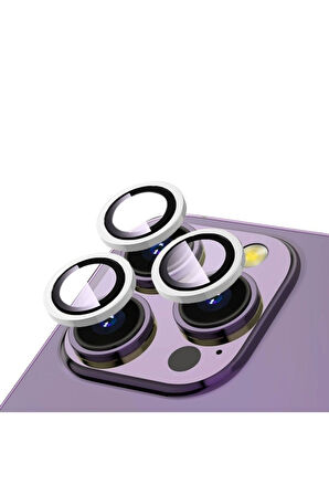 Apple iPhone 14 Pro Uyumlu Zore CL-12 Premium Safir Parmak İzi Bırakmayan Anti-Reflective Kamera Lens Koruyucu Gümüş