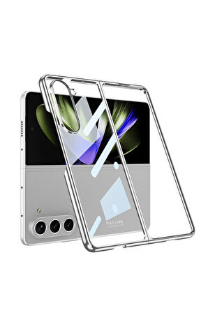 Samsung Galaxy Z Fold 5 Uyumlu Kılıf Zore Full Camlı Kıpta Kapak Gümüş