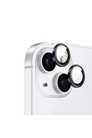 Apple iPhone 15 Plus Uyumlu Zore CL-12 Premium Safir Parmak İzi Bırakmayan Anti-Reflective Kamera Lens Koruyucu Siyah