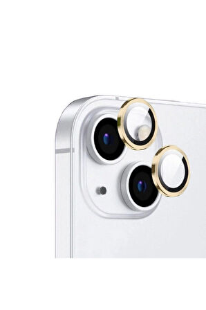 Apple iPhone 15 Uyumlu Zore CL-12 Premium Safir Parmak İzi Bırakmayan Anti-Reflective Kamera Lens Koruyucu Sarı