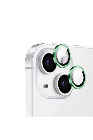 Apple iPhone 15 Uyumlu Zore CL-12 Premium Safir Parmak İzi Bırakmayan Anti-Reflective Kamera Lens Koruyucu Yeşil