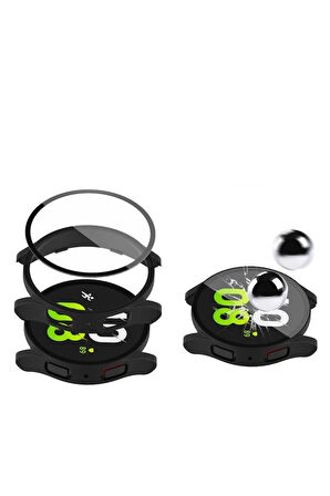 Samsung Galaxy Watch 6 40mm Uyumlu Sert PC Kasa ve Ekran Koruyucu Zore Watch Gard 14 Renksiz