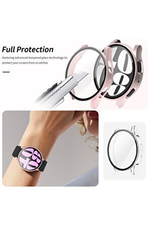 Samsung Galaxy Watch 6 40mm Uyumlu Sert PC Kasa ve Ekran Koruyucu Zore Watch Gard 14 Starlight