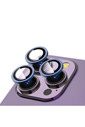 Apple iPhone 15 Pro Max Uyumlu Zore CL-12 Premium Safir Parmak İzi Bırakmayan Anti-Reflective Kamera Lens Koruyucu Midnight
