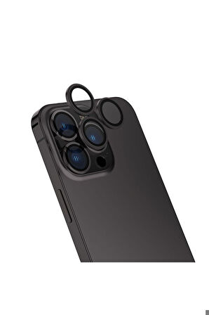 Apple iPhone 15 Pro Uyumlu Zore CL-13 Kamera Lens Koruyucu Siyah