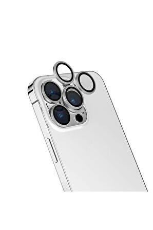 Apple iPhone 15 Pro Uyumlu Zore CL-13 Kamera Lens Koruyucu Gümüş