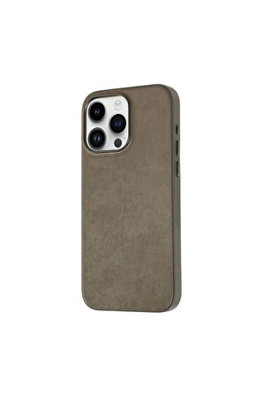 Apple iPhone 15 Pro Max Uyumlu Kılıf Zore Mikro Fiber Mimoza Kapak Kahverengi