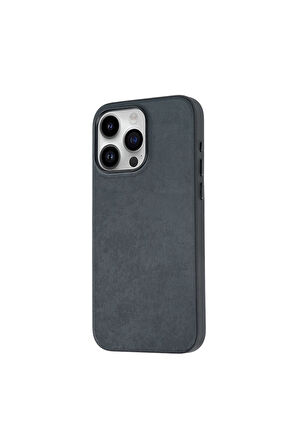 Apple iPhone 15 Pro Max Uyumlu Kılıf Zore Mikro Fiber Mimoza Kapak Siyah