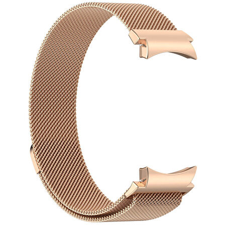 Samsung Galaxy Watch 6 Classic 47mm Uyumlu Kordon Hasır Metal Mıknatıslı Örgü Zore KRD-01 Kayış Rose Gold
