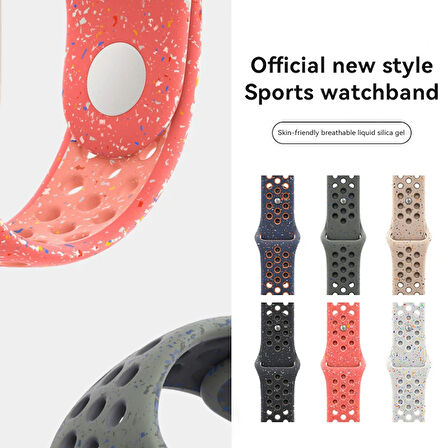 Apple Watch 38mm Uyumlu Kordon Silikon Esnek Yumuşak Delikli Spor KRD-02 Kayış Krem