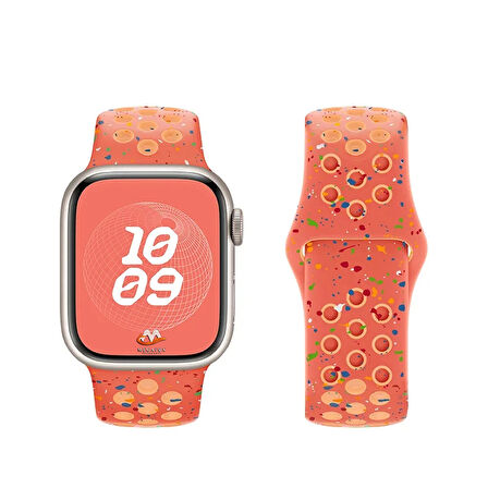 Apple Watch 42mm Uyumlu Kordon Silikon Esnek Yumuşak Delikli Spor KRD-02 Kayış Turuncu