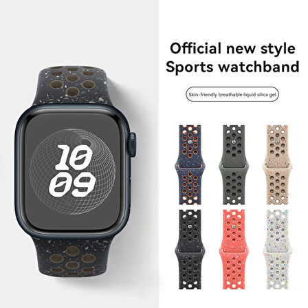 Apple Watch 42mm Uyumlu Kordon Silikon Esnek Yumuşak Delikli Spor KRD-02 Kayış Turuncu