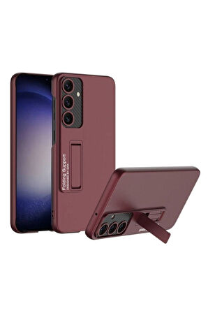 Samsung Galaxy S24 Uyumlu Kılıf Zore Standlı Ays Kapak Mürdüm