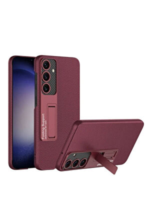 Samsung Galaxy S24 Uyumlu Kılıf Zore Kıpta Standlı Kapak Mürdüm