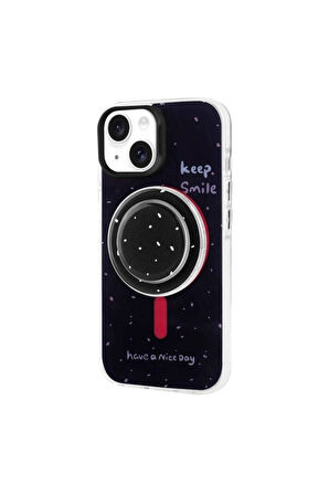 Apple iPhone 15 Uyumlu Kılıf Magsafe Şarj Özellikli Tak-Çıkar Pop Soketli Zore Tiktok Kapak Siyah