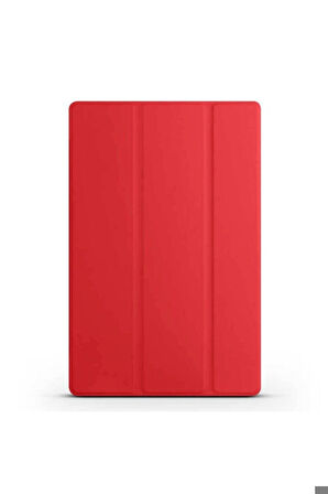 Samsung Galaxy Tab S9 FE Uyumlu Zore Smart Cover Standlı 1-1 Kılıf Kırmızı