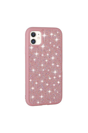 Apple iPhone 11 Uyumlu Kılıf Parlak Taşlı Tasarım Zore Pırlanta Kapak Pembe