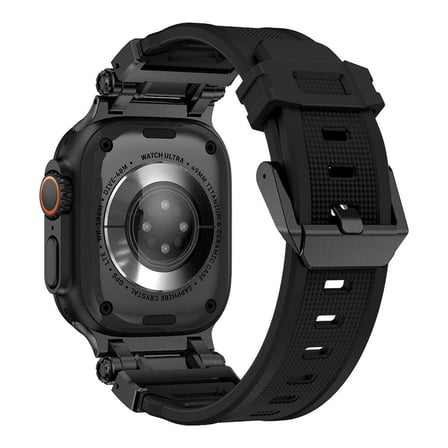 Apple Watch Ultra 49mm Uyumlu Zore KRD-101 Titanyum Metal Başlıklı Silikon Kordon