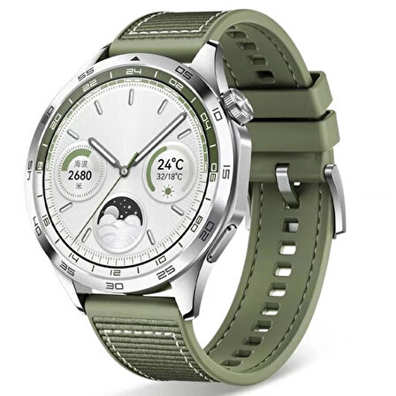 Samsung Galaxy Watch 46mm 22mm Uyumlu Kordon Silikon Örgü Desenli Dikişli Zore KRD-102 Kayış Yeşil