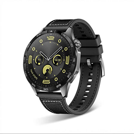 Huawei Watch GT 3 46mm 22mm Uyumlu Kordon Silikon Örgü Desenli Dikişli Zore KRD-102 Kayış Siyah