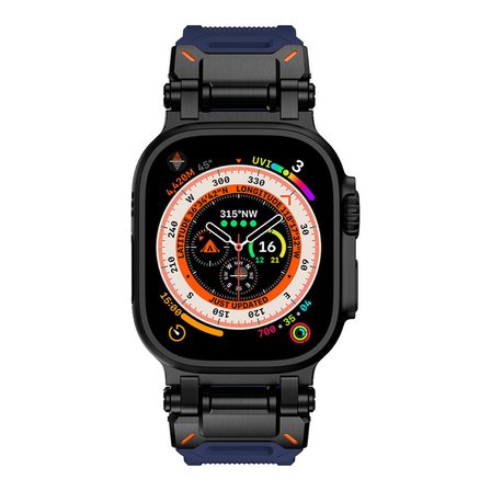 Apple Watch 42mm Uyumlu Zore KRD-101 Titanyum Metal Başlıklı Silikon Kordon